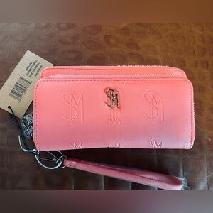 Steve Madden Coral Double zip-around 
wallet/wristlet. Fits a cell phone .NWT